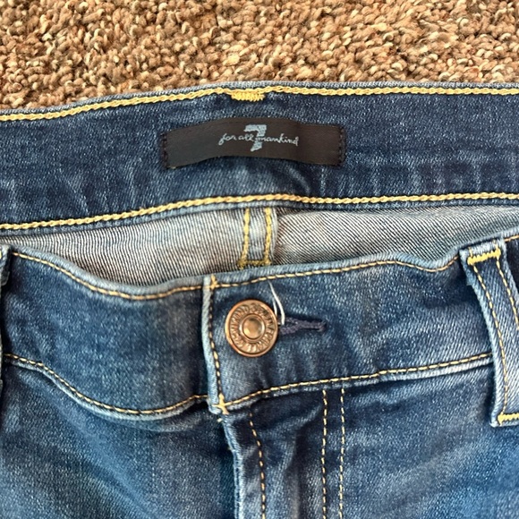 7 For All Mankind Dark Blue Distressed Gwenevere Ankle Jeans 31 - Picture 4 of 7